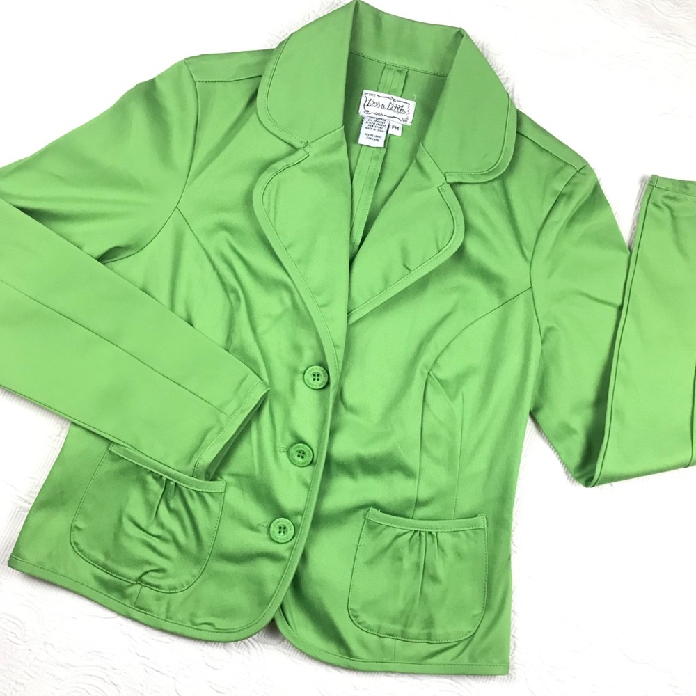 90s Y2K LIVE A LITTLE Green Cotton Blend Unlined Jacket Blazer Petite Medium